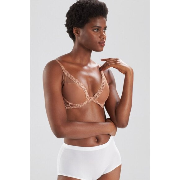 🆕 NATORI Feathers Underwire T-Shirt Plunge Bra 34DD Glow #730023 - Picture 1 of 10